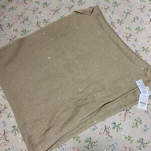 J. Crew Factory Shimmer Knit Wrap Gold Metallic Sequins One Size NWT Holiday